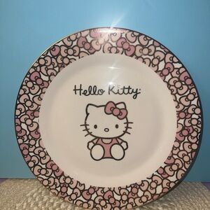Hard To Find Hello Kitty Sanrio Pink and Gold 10.5” Ceramic Dinner Plate